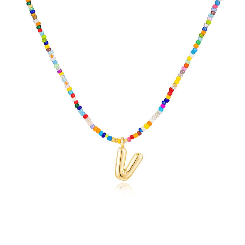 🌈 Letter Beaded Necklace for Women🔤A-Z