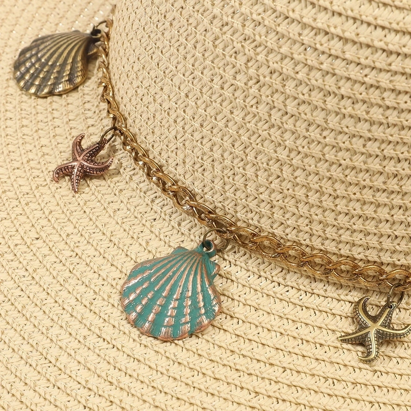 6 Pieces Women's Bohemian Solid Color Big Eaves Sun Hat
