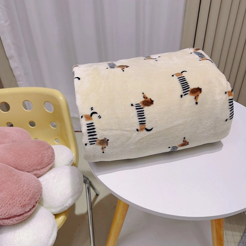 In Stock | Style Autumn And Winter Thickened Cartoon Crayon Small New  Casual Plush Blanket Dormitory Bed Sheet