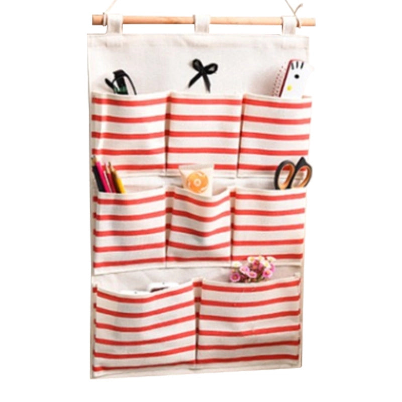 Cotton Linen Fabric Door Back Wall Storage Hanging Pocket Bathroom Waterproof Multi-layer Multi-functional Hanging Bag