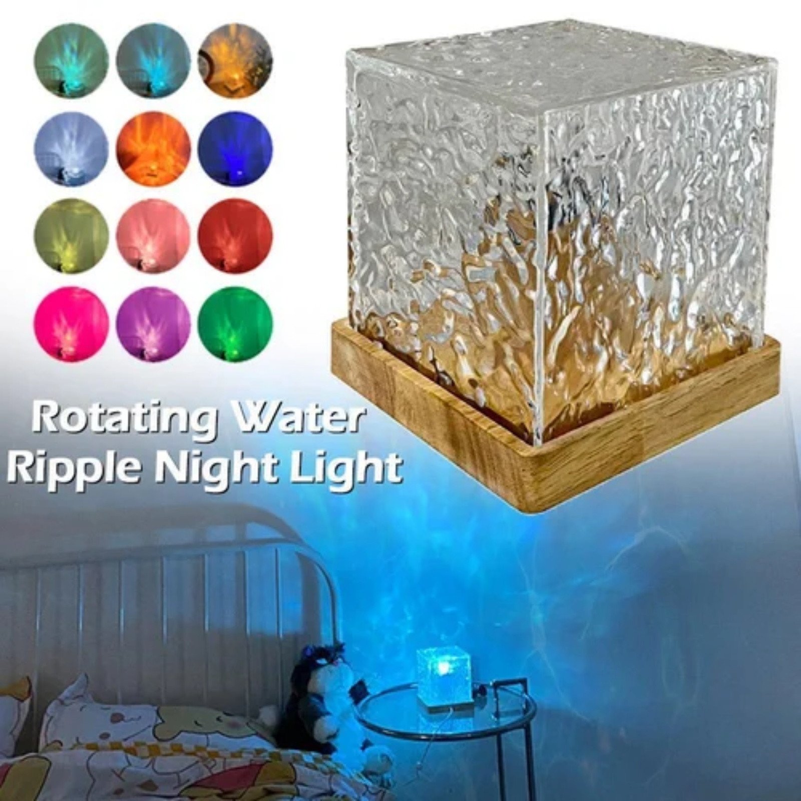 Rotating water pattern night light