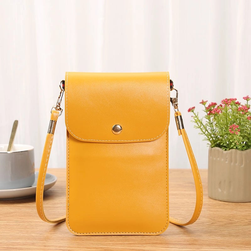 Women's Pu Leather Solid Color Basic Sewing Thread Square Magnetic Buckle Phone Wallets