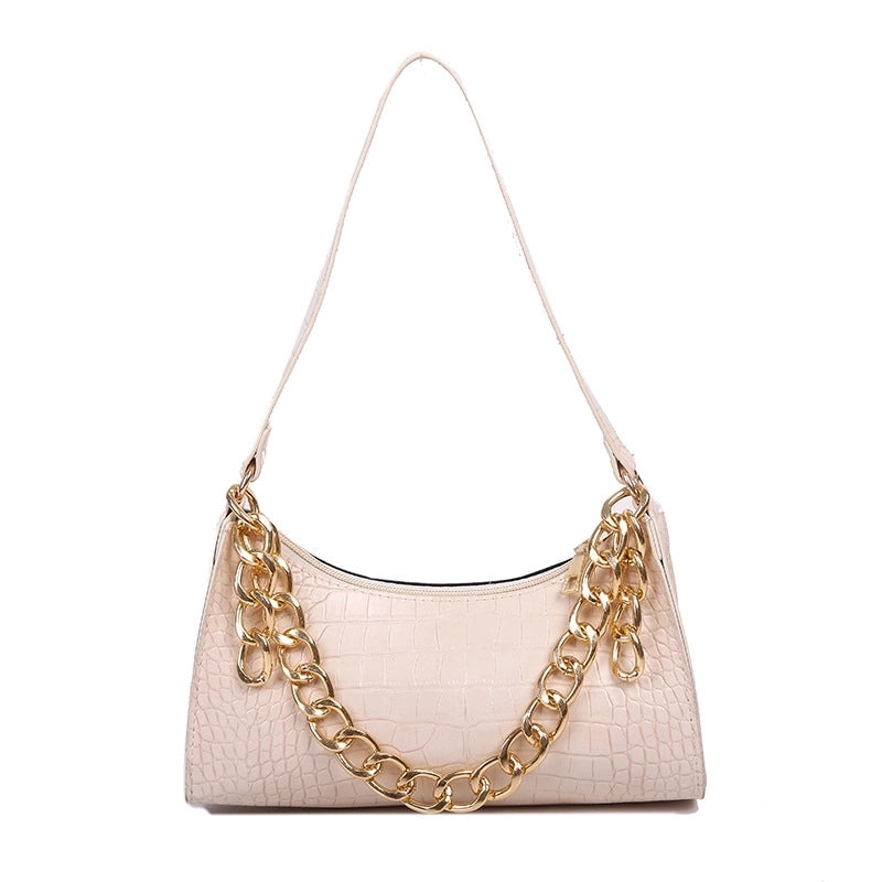 Solid Color Crocodile Pattern Underarm Bag