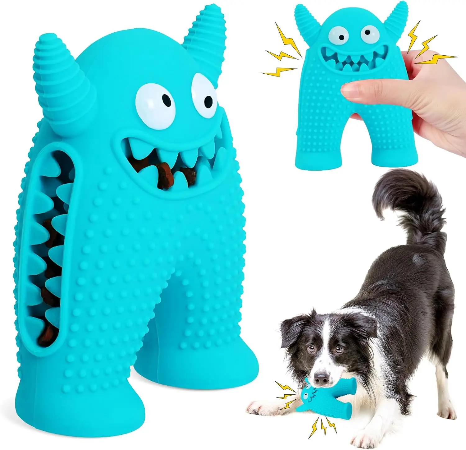 2024 new arrival monster-shaped rubber tough indestructible squeaky dog toys for aggressive chewers