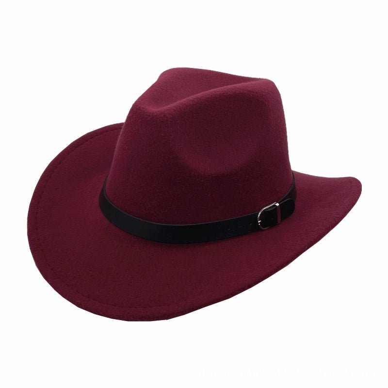 Felt Top Hat Curved Edge Classic Belt Buckle Panama Hat Gentleman Hat Sun Protection Sun Hat One-piece Delivery