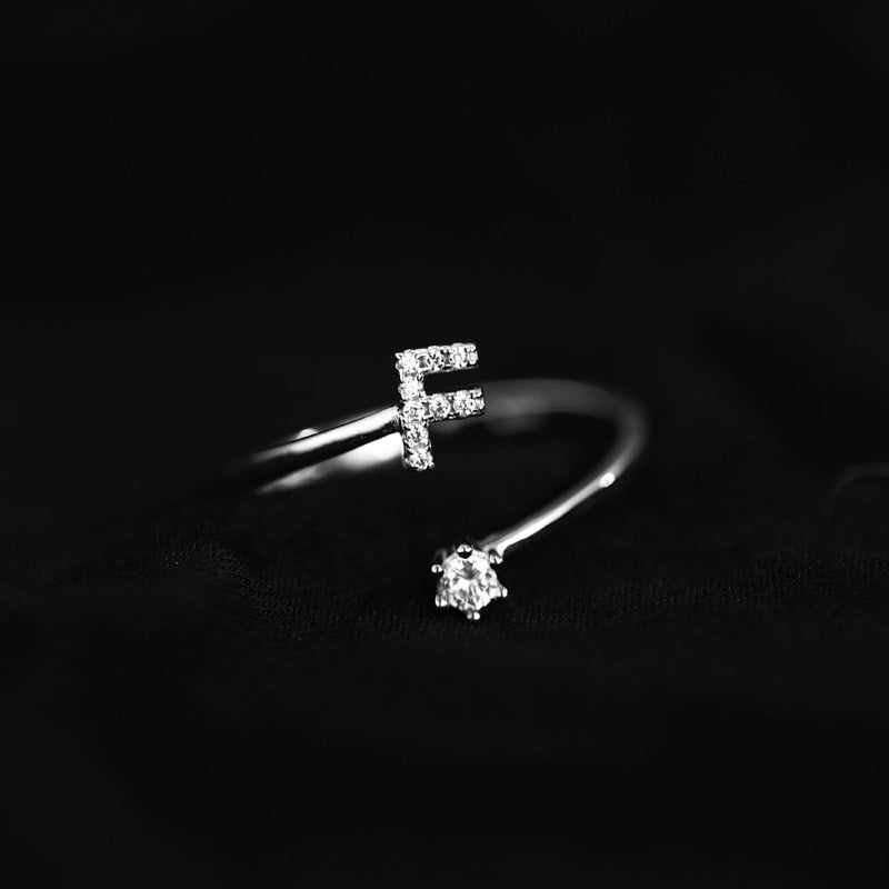 Ig Style Minimalist Letter Copper Plating Inlay Zircon Open Ring
