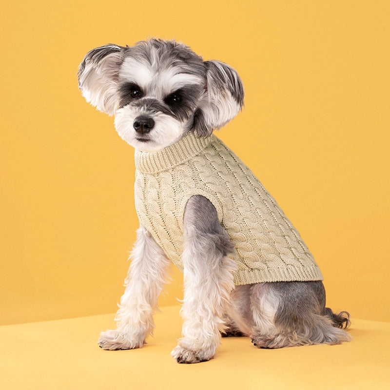 Winter New Fashion Candy Color Sweater Dog Cute Pet Warm Clothes Solid Color Twist Knitted Pullover