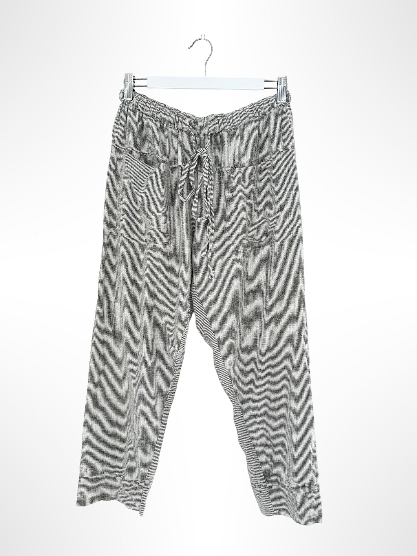 darcy pants - fine grey stripe linen