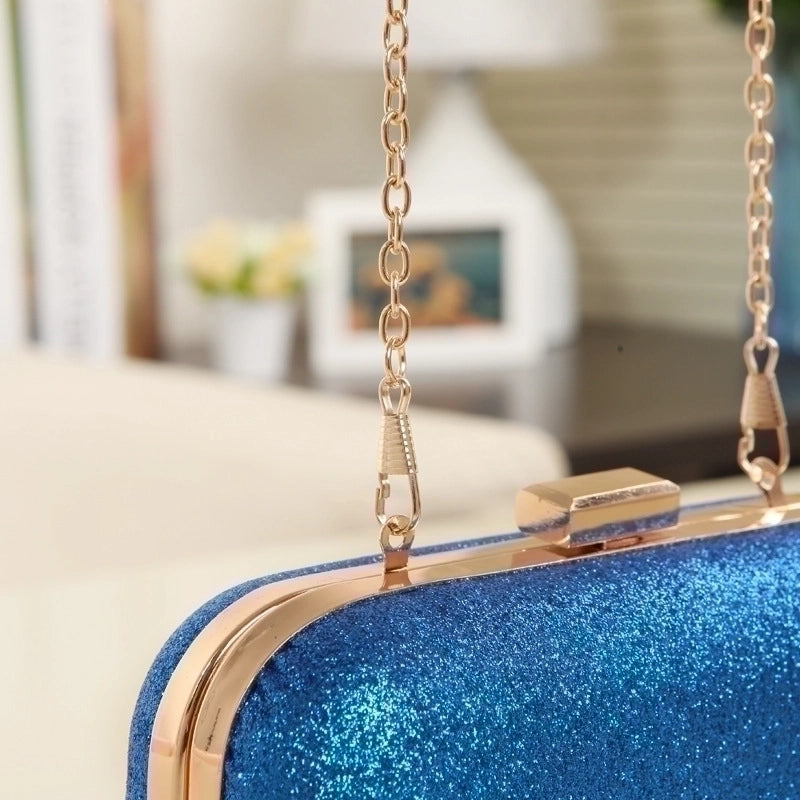 Red Blue Black Pu Leather Metal Solid Color Square Evening Bags