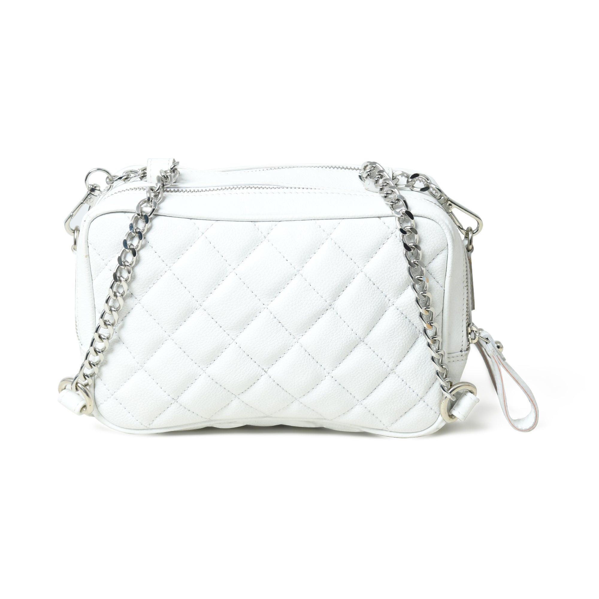 Stylish Mini Quilted Crossbody Bag. White