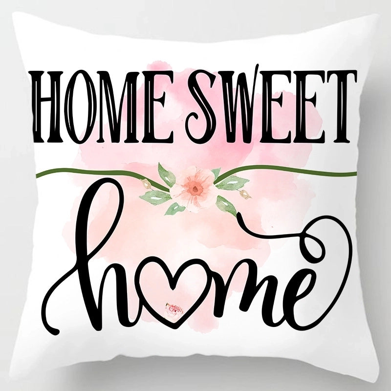 Sweet Minimalist Classic Style Letter Color Block Fibre Peach Skin Pillow Cases