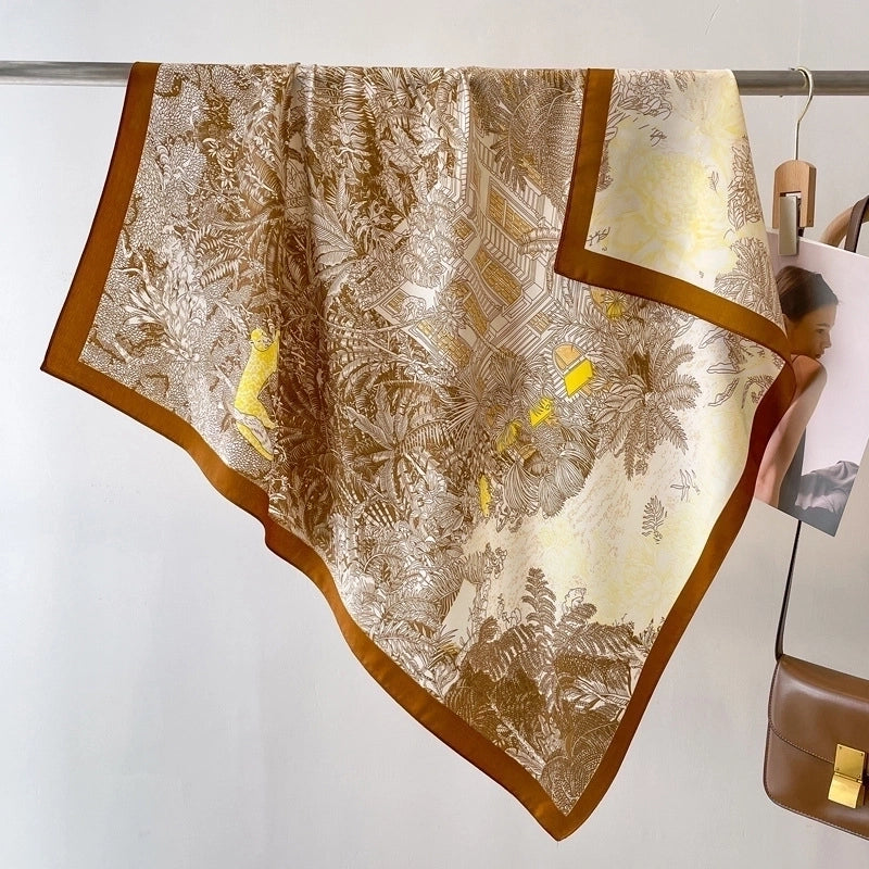 Women's Sweet Minimalist Flower Polyester Silk Scarf
