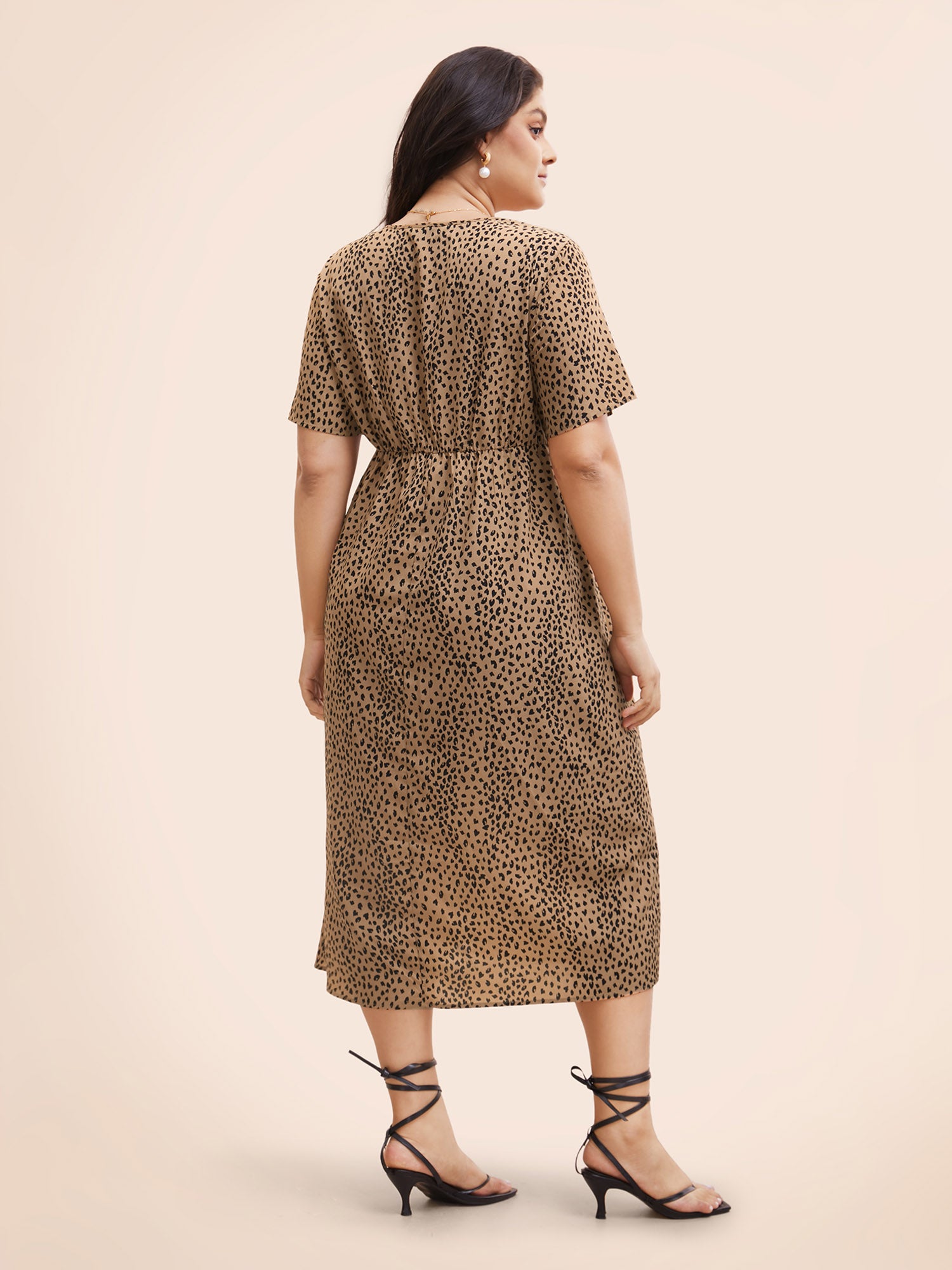 Leopard Print Heart Neckline Split Side Dress