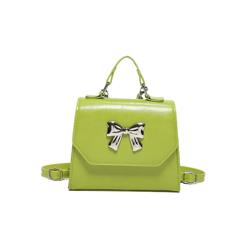 Women's Medium Pu Leather Solid Color Bow Knot Vintage Style Preppy Style Flip Cover Crossbody Bag Fashion Backpack