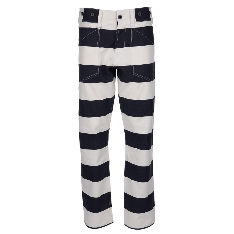 Vintage Wide Striped Cotton Canvas Motorcycle Straight Pants