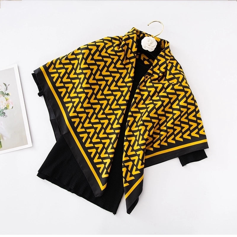 Women's Elegant Flower Twill Satin Printing Silk Scarf