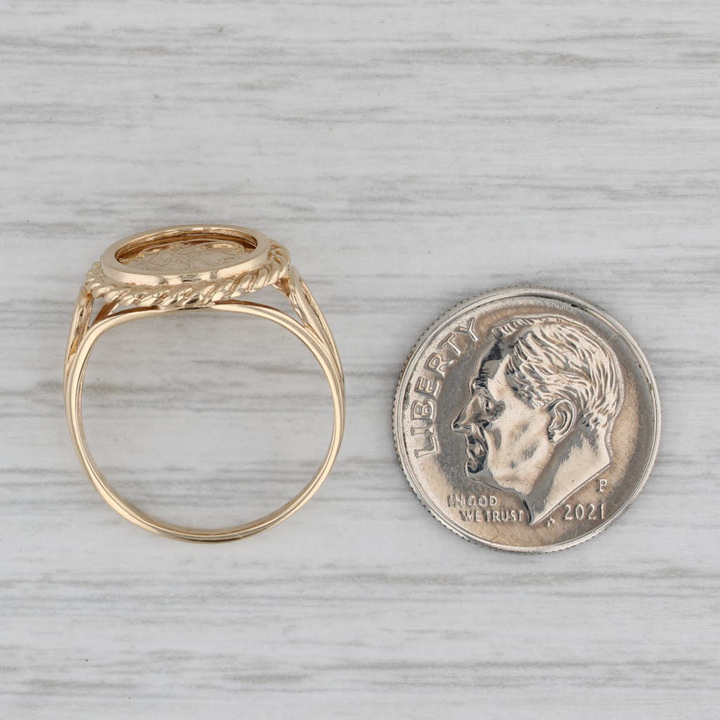 Chinese Panda Coin Copy Ring 10k Yellow Gold Size 6.25