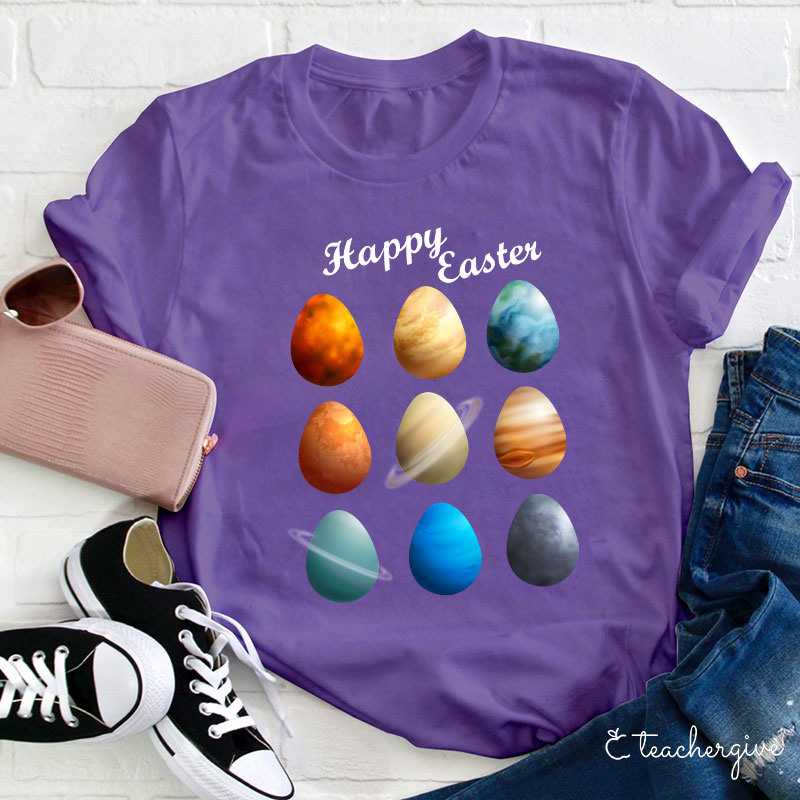 Happy Easter Planets Teacher T-Shirt