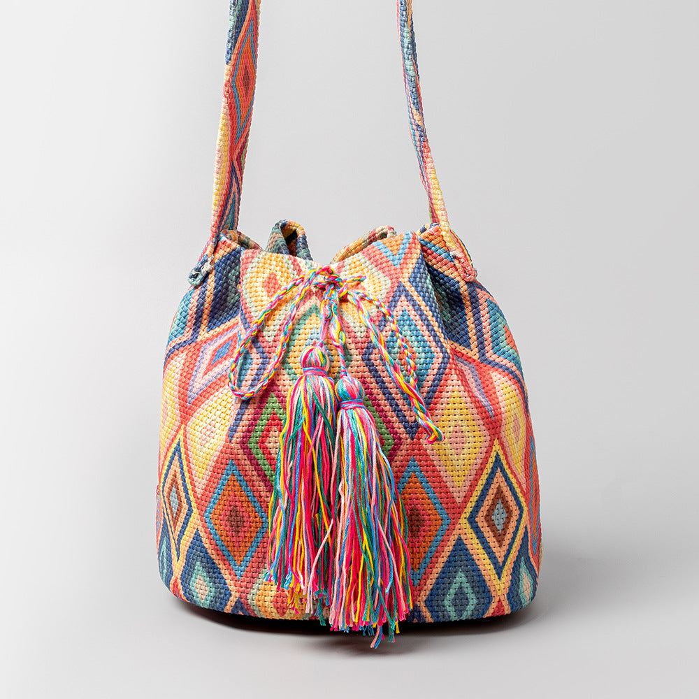 Bohemian Ethnic Style Canvas Bucket Bag