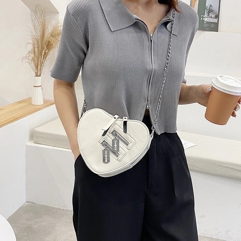 Fashionable Heart-shaped Chain Shoulder Crossbody Bag