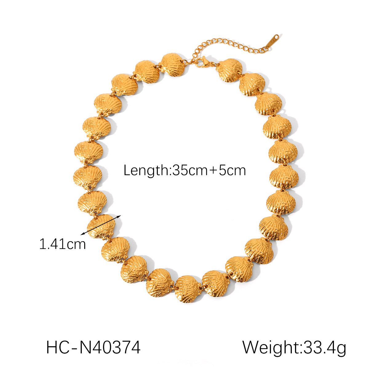 18K Gold Stainless Steel Shell Chain Necklace Bracelet Ins Ocean Fan Shell Titanium Steel Clavicle Chain