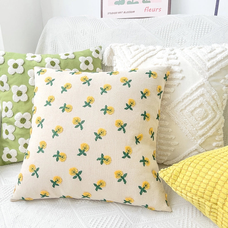 Sweet Minimalist Flower Cotton And Linen Throw Pillow Pillow Cases Couch & Sofa Decor