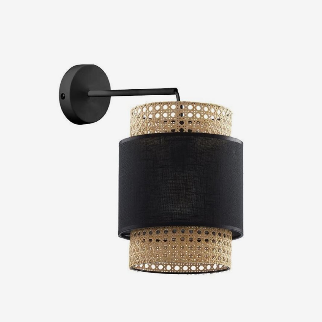 Dual-Tier Rattan Wall Light