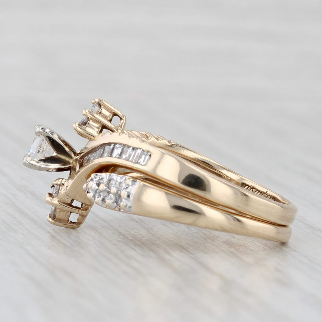 0.75ctw Diamond Engagement Ring Wedding Band Jacket Bridal Set 14k Gold Size 7