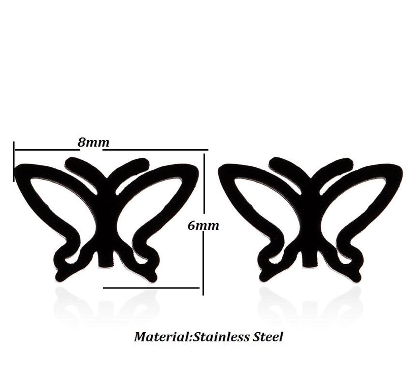 1 Pair Retro Butterfly Plating Hollow Out 304 Stainless Steel 18K Gold Plated Ear Studs
