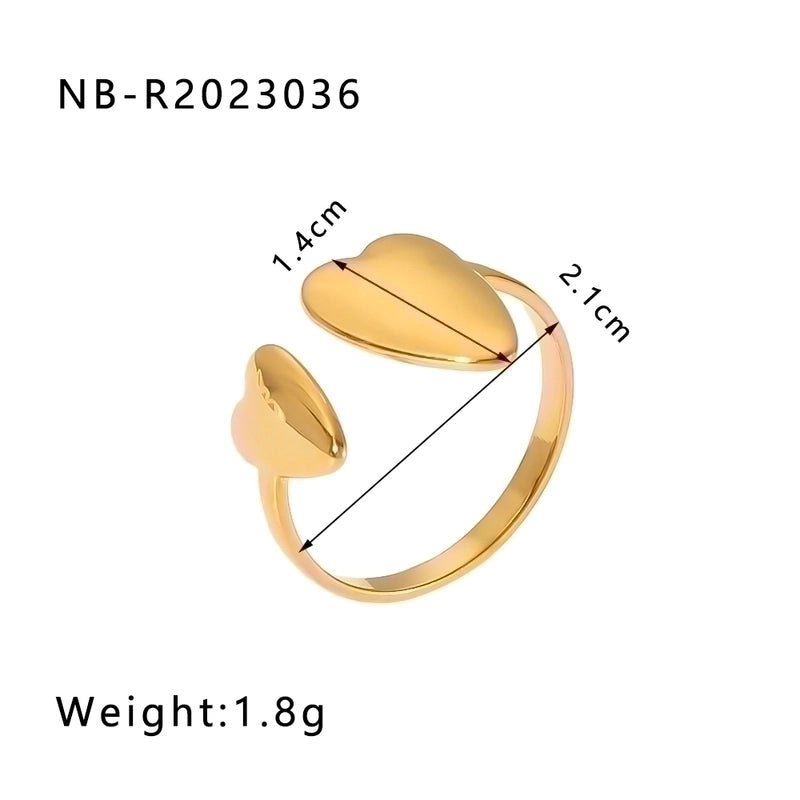 Stainless Steel 18K Gold Plated IG Style Basic Minimalist Plating Four Leaf Clover Heart Shape Flower Open Rings