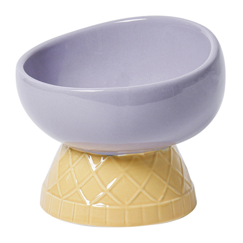 Cat Bowl Ceramic Protective Cervical Spine Drinking Bowl Pet Supplies Cute Oblique Mouth Anti-knock Dog Rice Bowl Cat Food Bowl