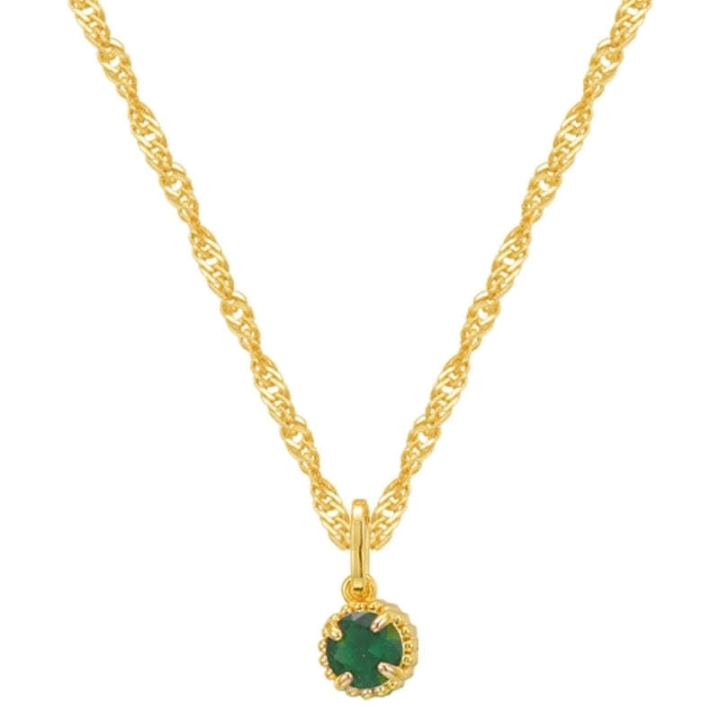 201 Stainless Steel 304 Stainless Steel Glass Gold Plated Elegant Minimalist Plating Inlay Round Birthstone Zircon Pendant Necklace