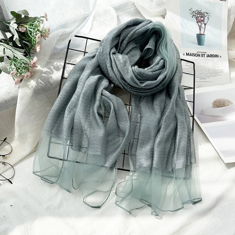 Women's Elegant Sweet Color Block Silk Silk Scarf