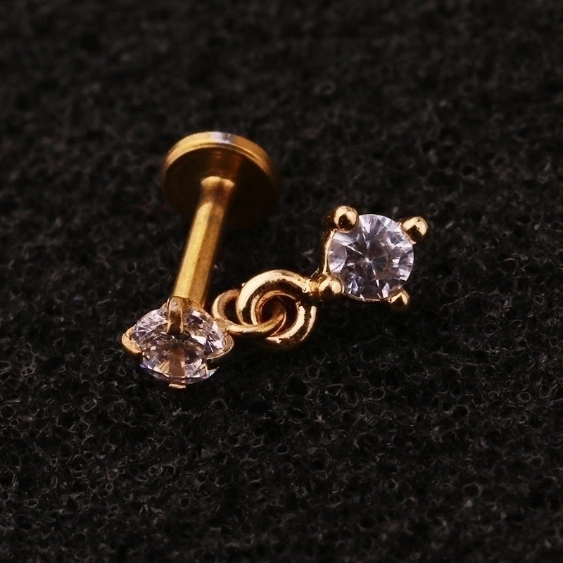 Ear Cartilage Rings & Studs Flower 316L Stainless Steel  Copper Inlaid Zircon