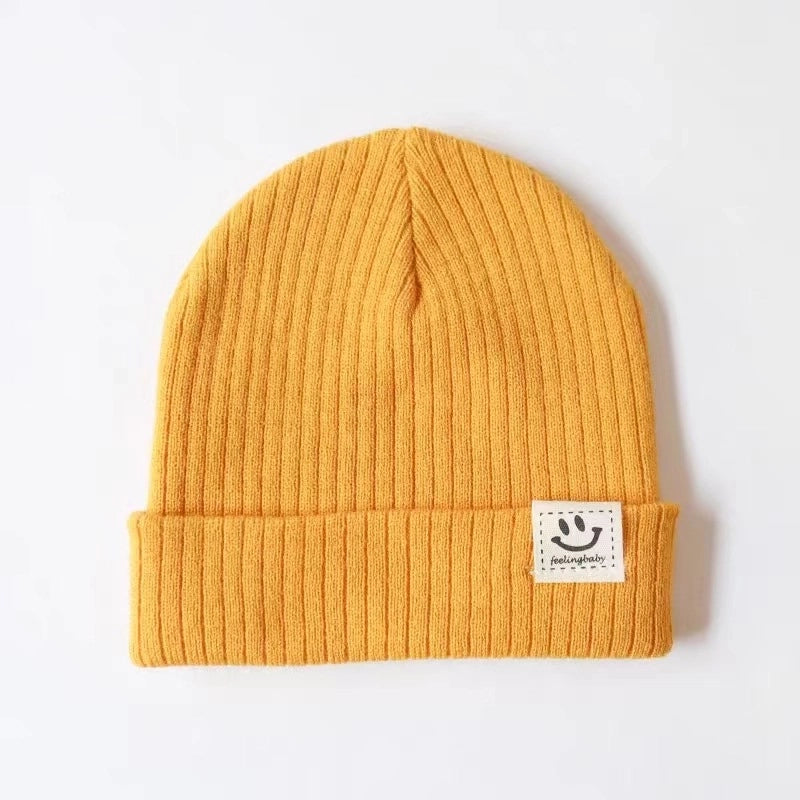 Popular Smile Face Baby Wool Hat Autumn And Winter Warm Boys And Girls Baby Knitted Hat Children One-piece Delivery