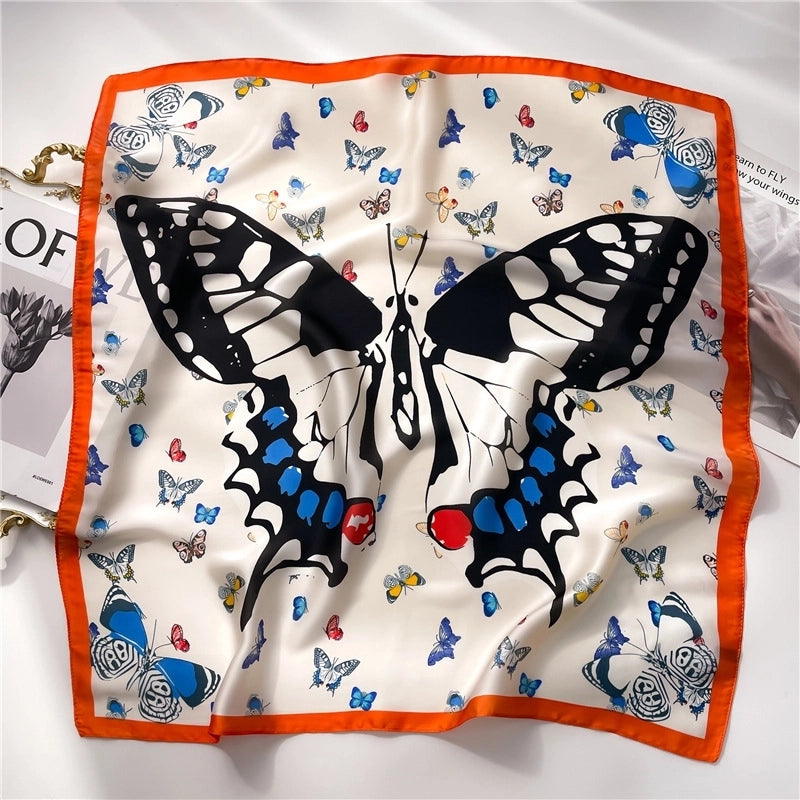 Women's Elegant Minimalist Color Block Polyester Printing Silk Scarf