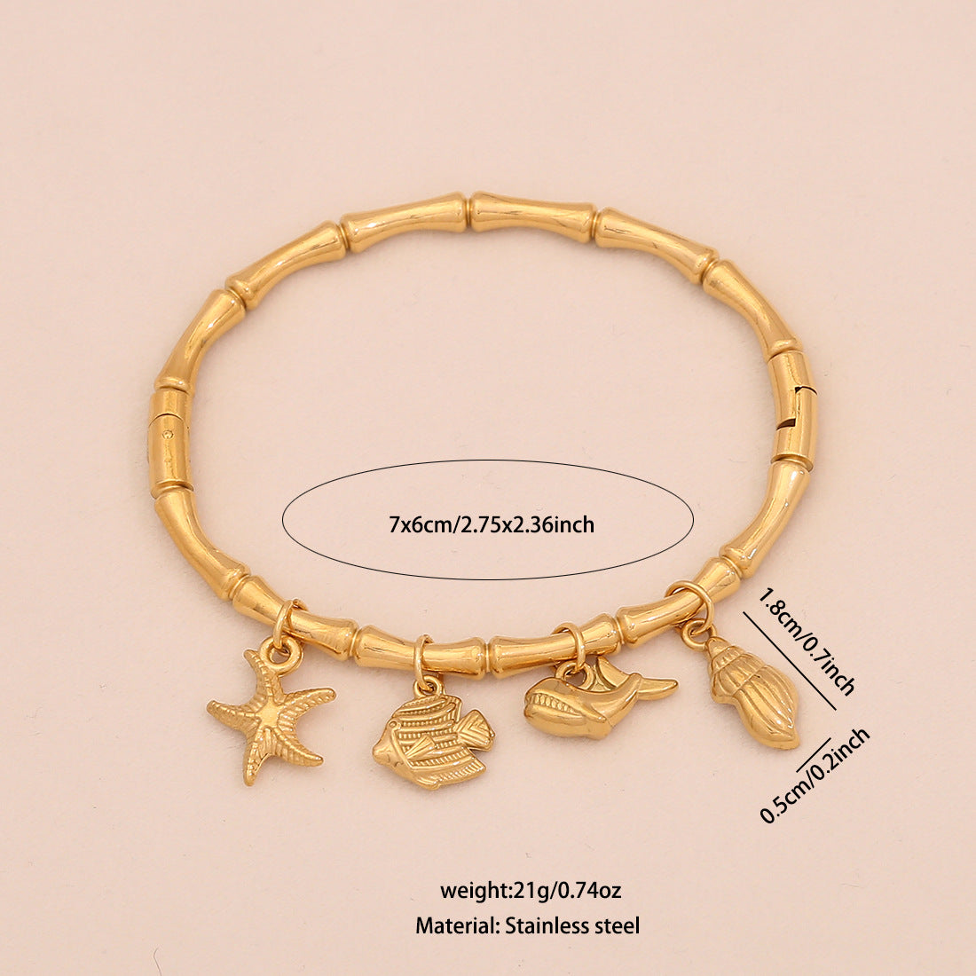 Personalized Ocean Starfish Shell Bracelet Personalized Butterfly Flower Stainless Steel Jewelry B637