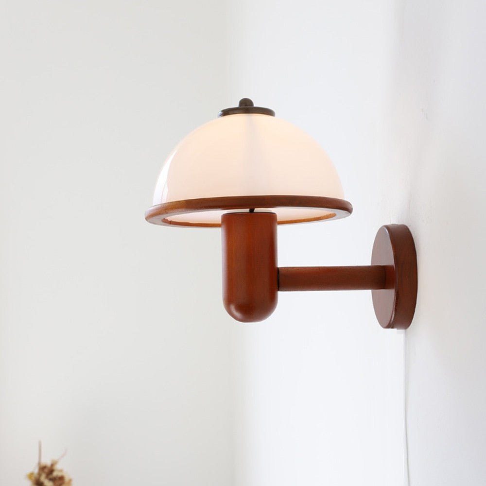 Retro Solid Wood Wall LED Lamp with Plug