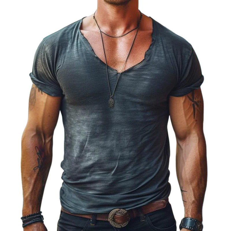 Men's Retro Casual Printed Round Neck Short Sleeve T-Shirt