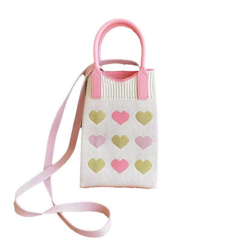 Cat-mounted Mobile Phone Bag Women's Crossbody Mini Bag Small Cute Lightweight Four Seasons Handbag Knitted Bag