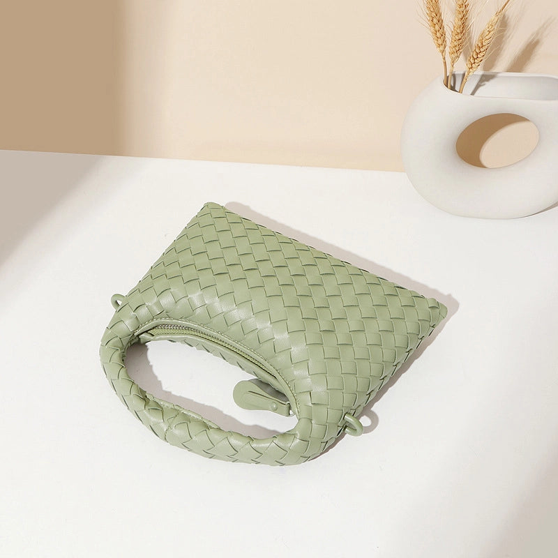 Women's Small Pu Leather Solid Color Vintage Style Dumpling Shape Zipper Handbag