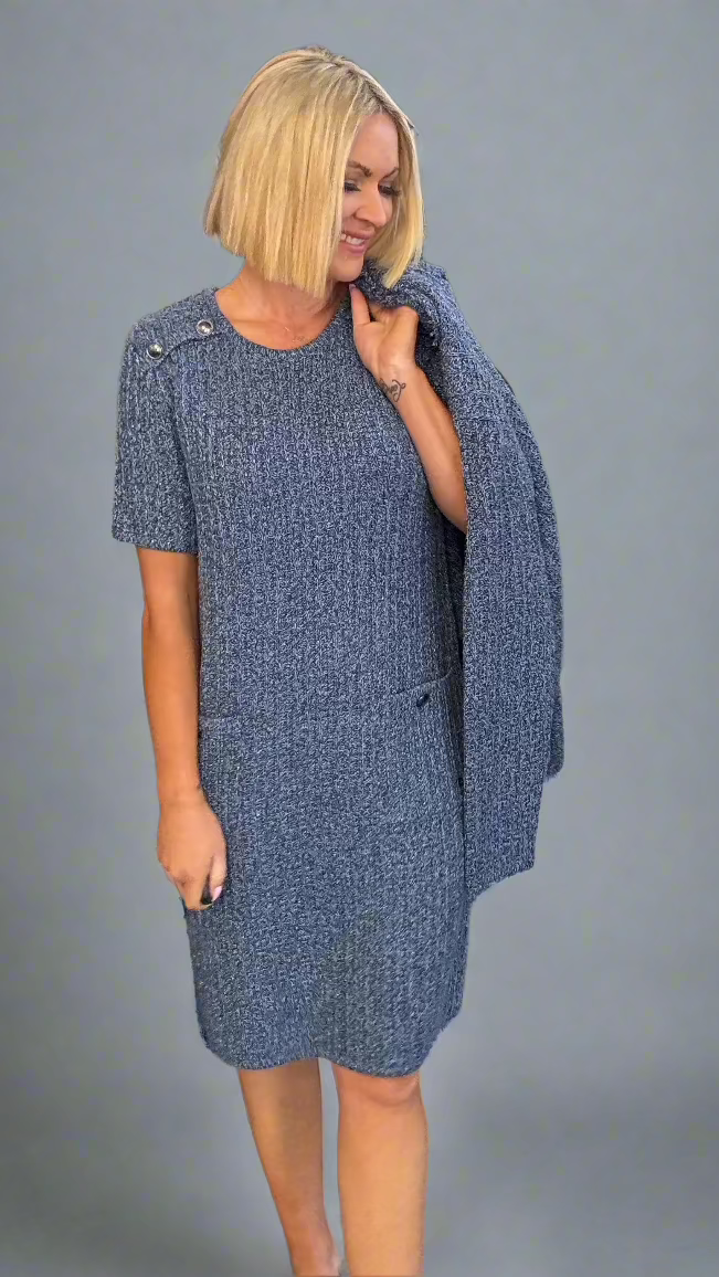 Round Neck Dress - Indigo