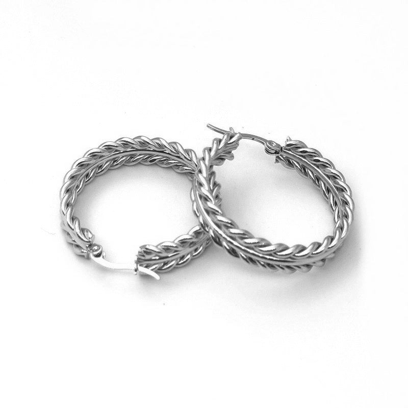 1 Pair Vintage Style Geometric Solid Color Plating Stainless Steel 18k Gold Plated Hoop Earrings