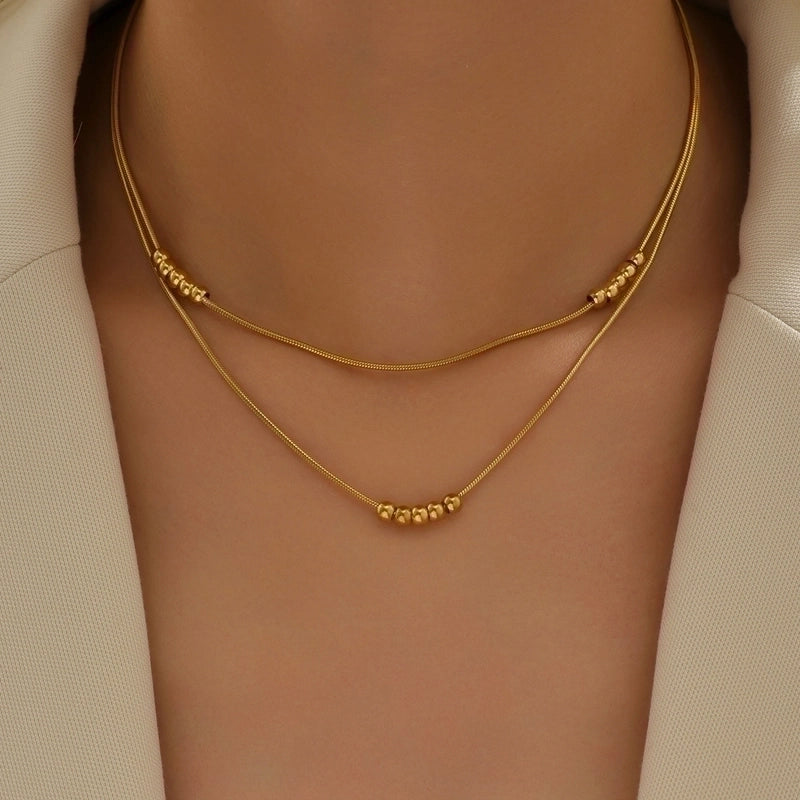 IG Style Minimalist Solid Color 304 Stainless Steel Titanium Steel 18K Gold Plated Plating Layered Necklaces