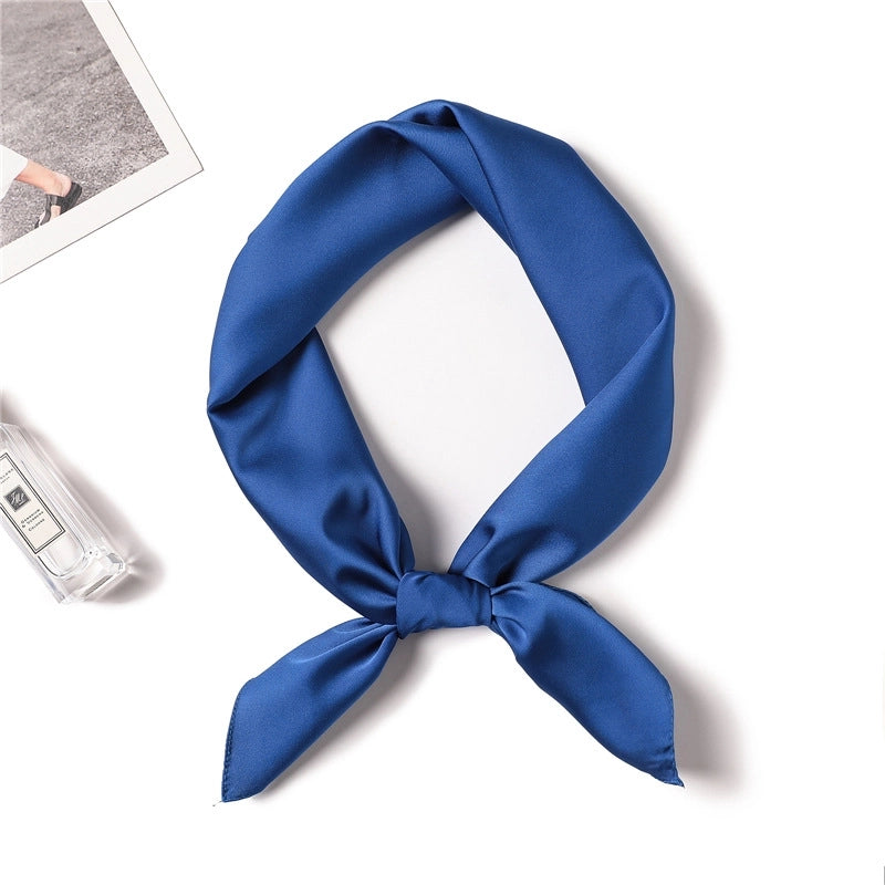 Simple Solid Color Scarf Women's Silk Small Square 70cm Basic Matching Shirt Professional Scarf Tie Hair