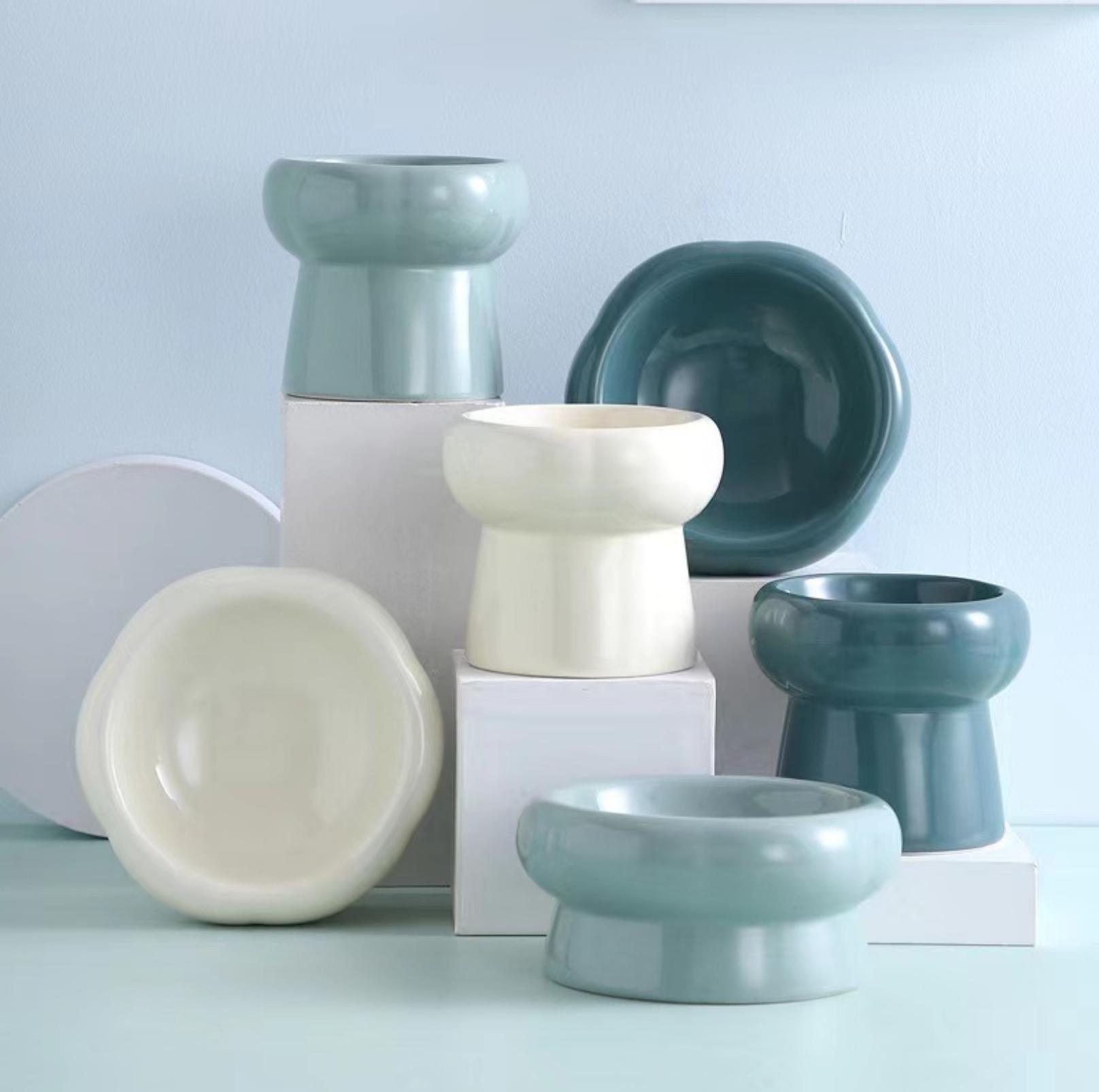 Petal Style Ceramic Cat Bowls and Small Dog Bowls