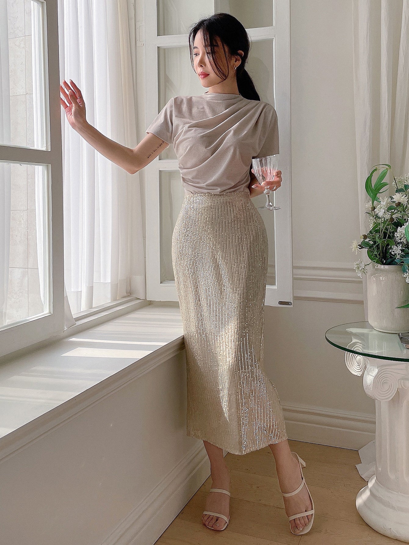 Parien High Waist Sequin Skirt(Clearance Sale)