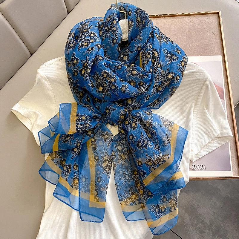 Women's Elegant Geometric Satin Silk Scarf