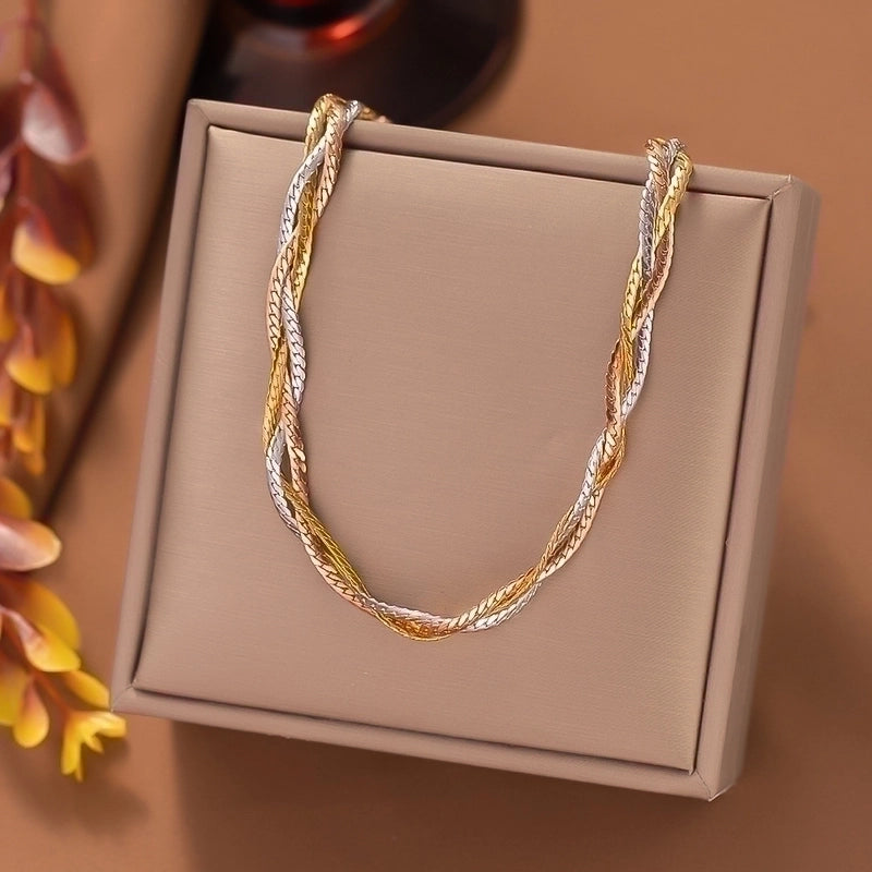 304 Stainless Steel 18K Gold Plated Rose Gold Plated Streetwear Plating Solid Color Layered Necklaces