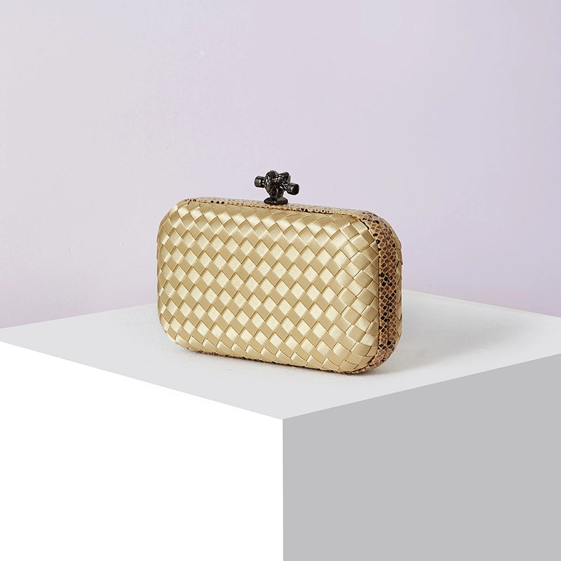 Factory Direct Sales Silk Hand-woven Women's Clutch Crossbody Simple Evening Bag Chain Pouch